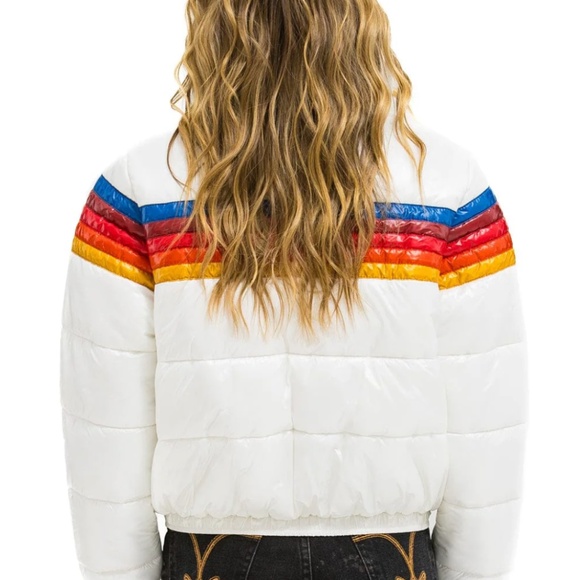 AVIATOR NATION 5 STRIPE APRES JACKET - GLOSSY WHITE - Picture 2 of 3